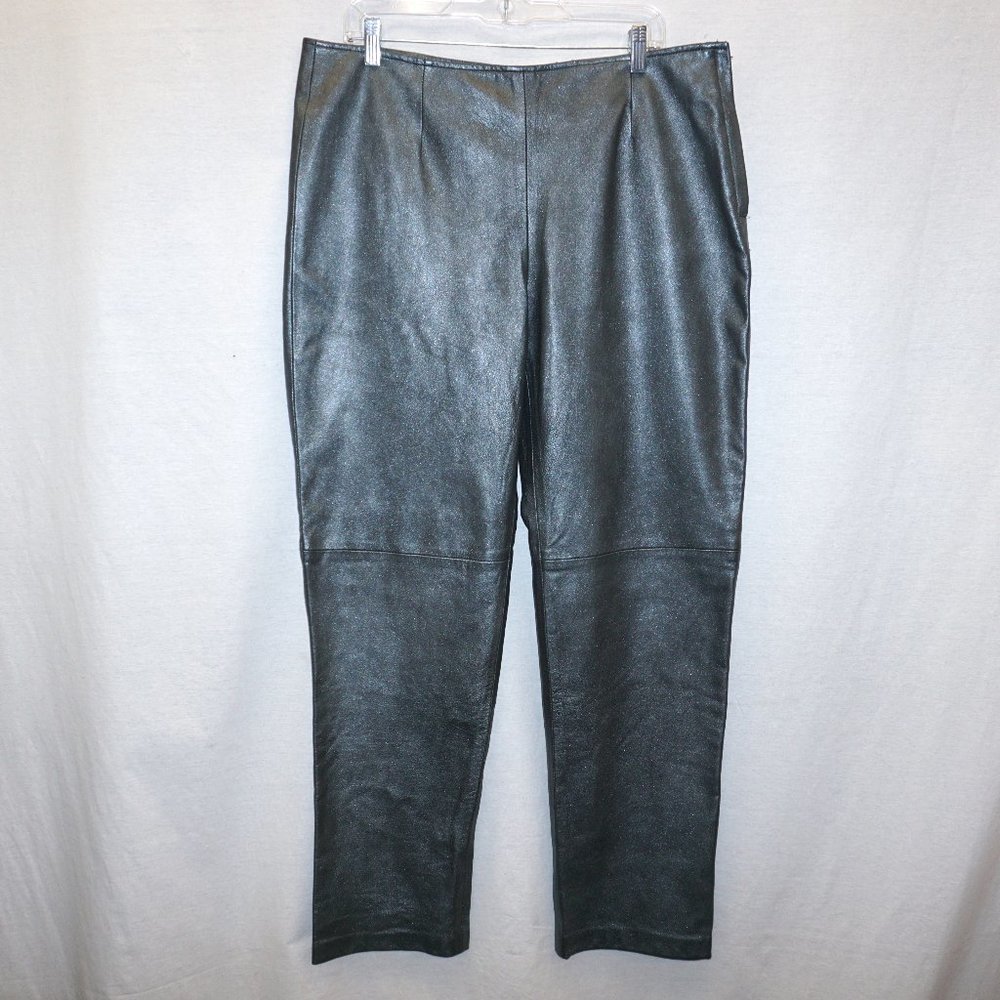 deadstock Y2K VTG leather pants gray pearlized sz 16  DEERSKIN QUALITY LEATHER